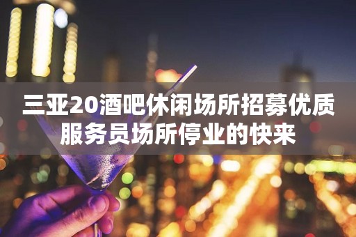三亚20酒吧休闲场所招募优质服务员场所停业的快来